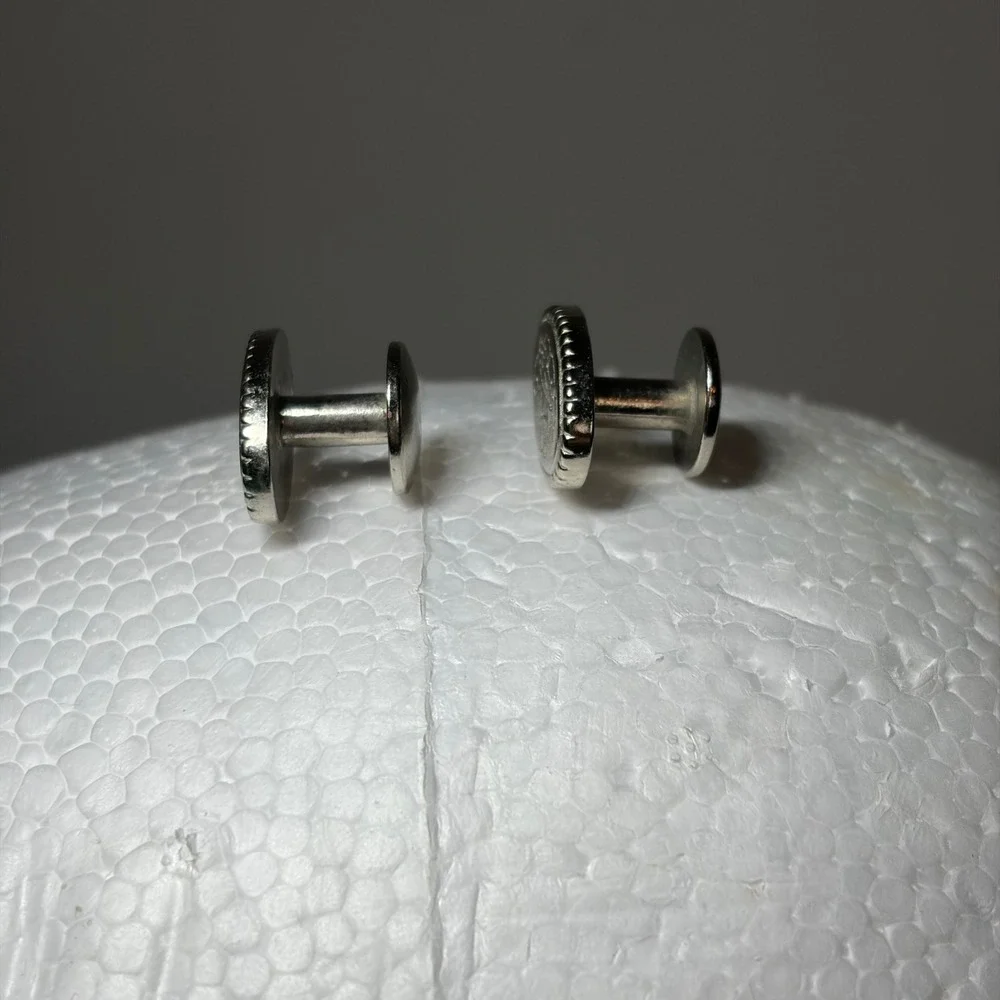 Silver Tone Celtic Knot Oval Engraved Stud Back Cufflinks Formal Accessory